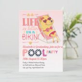 Invitation Funny POOL PARTY Rose Graduation Girls (Debout devant)