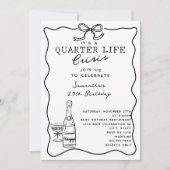 Invitation Funny Quarter Life Crisis Retro Bow 25e anniversai (Devant)