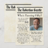 Invitation Funny Qui tourne le 50e anniversaire du journal (Devant / Derrière)