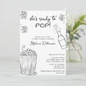 Invitation Funny Ready To Pop Popcorn Champagne Baby Shower (Debout devant)