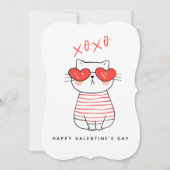 Invitation Funny Red and White Cat Valentine's Day Card (Devant)
