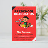 Invitation Funny Red Boy Preschool Graduol (Debout devant)