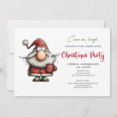 Invitation Funny Red Green Santa Watercolor Christmas Card (Devant)