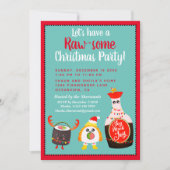 Invitation Funny Red Kawaii Sushi fête de Noël (Devant)