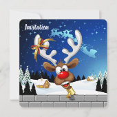 Invitation Funny Reindeer Peeking Christmas Meme  (Devant)