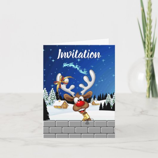 Invitation Funny Reindeer Peeking Christmas Meme  (Devant)