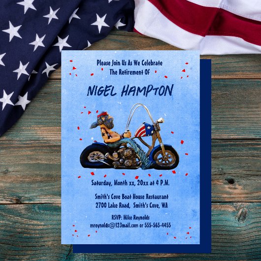Invitation Funny Retirement Party Biker