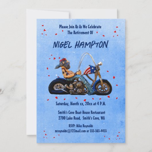 Invitation Funny Retirement Party Biker (Devant)