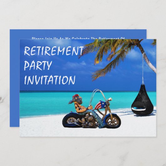 Invitation Funny Retirement Party Biker Motorcyclist (Devant / Derrière)