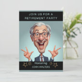 Invitation Funny Retirement Party Caricature Co-Worker (Debout devant)