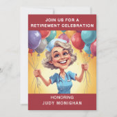 Invitation Funny Retirement Party Nurse Caricature  (Devant)