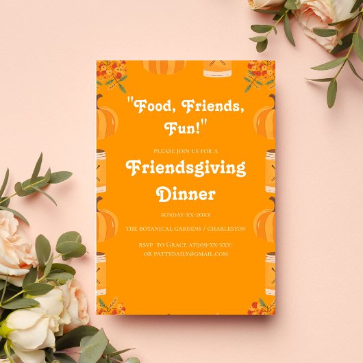 INVITATION FUNNY RETRO CITROUILLE FRIENDSGIVING
