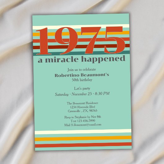 Invitation Funny Retro Colors 50th Birthday Party