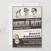 Invitation Funny Retro Vintage Monochrome Bachelor Party (Devant)