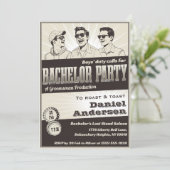 Invitation Funny Retro Vintage Monochrome Bachelor Party (Debout devant)