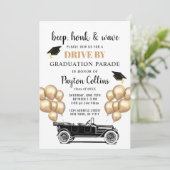 Invitation Funny Retro Voiture DRIVE BY PHOTO Graduation Part (Debout devant)