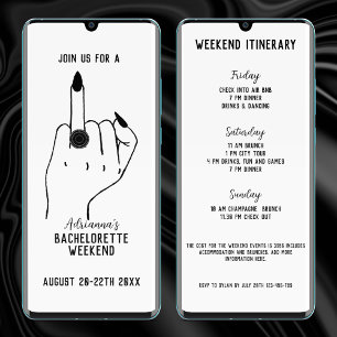 Invitation Funny Ring Doigt Bachelorette Week-end Itinéraire