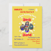 Invitation Funny Rock Band Rock Party de peinture (Devant)