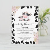 Invitation Funny rose Floral Saint Vache Baby shower d'impres (Debout devant)