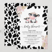 Invitation Funny rose Floral Saint Vache Baby shower d'impres (Devant / Derrière)