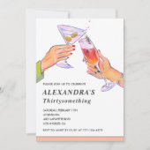 Invitation Funny Rose Gold Cocktail Champagne 38e anniversair (Devant)