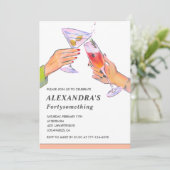 Invitation Funny Rose Gold Cocktail Champagne 47e anniversair (Debout devant)