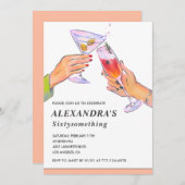 Invitation Funny Rose Gold Cocktail Champagne 61e anniversair (Devant / Derrière)