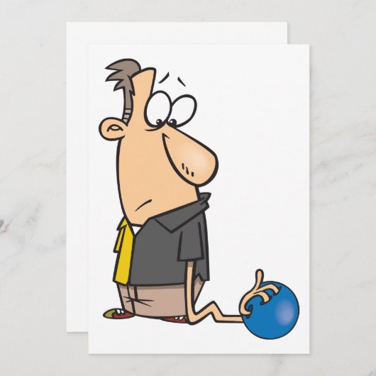 Invitation Funny Sad Bowler caractère avec Bowling Ball (Devant / Derrière)