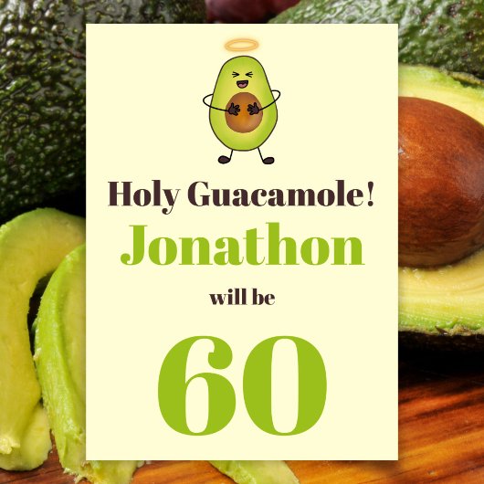 Invitation Funny saint guacamole pun 60e anniversaire fête