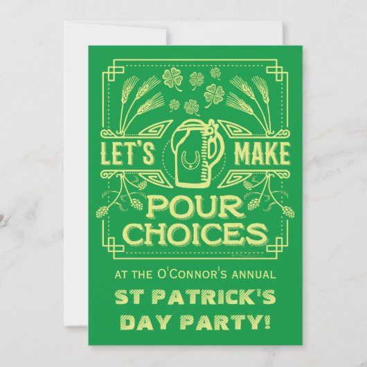 Invitation Funny Saint Patrick's Day Green Irish Beer Party (Devant)