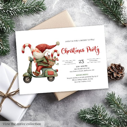 Invitation Funny Santa Classic Red Green Digital Party Invite