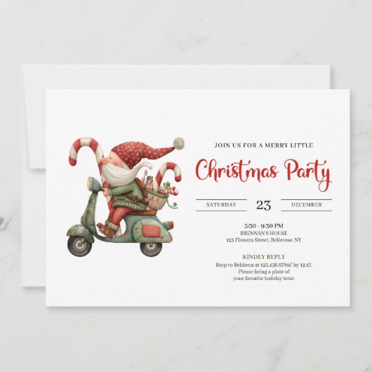 Invitation Funny Santa Classic Red Green Digital Party Invite (Devant)