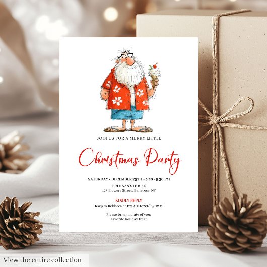 Invitation Funny Santa Claus Watercolor Festive Party Invite