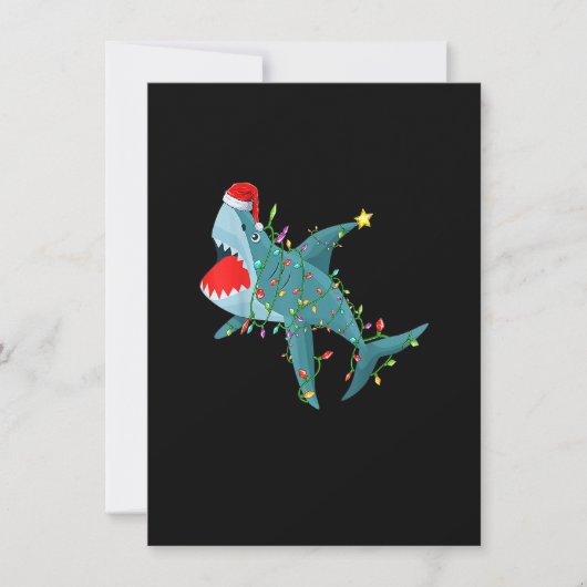 Invitation Funny Santa Jaws Shark Christmas Lights Merry Shar (Devant)
