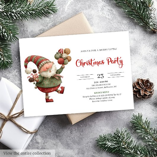 Invitation Funny Santa watercolor red green Christmas invite