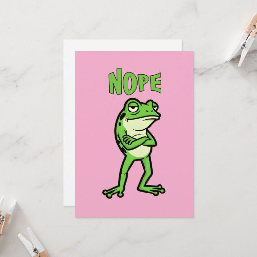 Invitation Funny Sassy Frog Nope, Grumpy Toads Cartoon Illus (Devant/Arrière en situation)