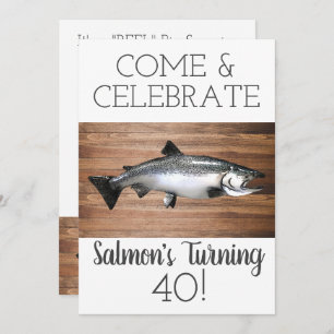 Invitation Funny Saumon Fishing Adult Men's Birthday Sports