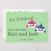 Invitation Funny Shark Fish Thème Mariage enregistrer la date (Devant / Derrière)