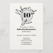 Invitation Funny Simple No Fears 40th birthday party   (Devant)