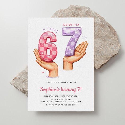 Invitation Funny Six Seven Meme Trendy 67 Kids Birthday