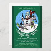 Invitation Funny Snowman Ski fête de Noël Année Cartoon (Devant / Derrière)