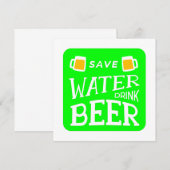 Invitation funny st patricks save water drink beer (Devant / Derrière)