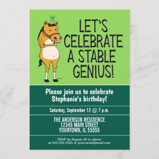 Invitation Funny Stable Genius Horse fête d'anniversaire