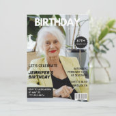 Invitation Funny Stylish Photo Magazine 87e anniversaire (Debout devant)