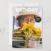 Invitation Funny Stylish Photo Magazine 99e anniversaire (Devant)