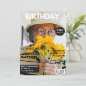 Invitation Funny Stylish Photo Magazine 99e anniversaire (Debout devant)