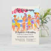 Invitation Funny Summer Beach Cocktail Women's 40th Birthday (Debout devant)