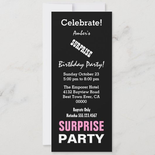 Invitation Funny SURPRISE Fête d'anniversaire Toute année Mod (Dos)