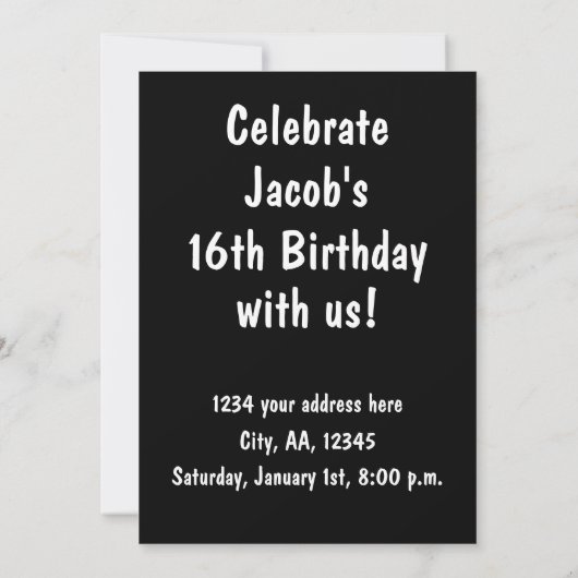 Invitation Funny Swiggity 16e anniversaire (Dos)