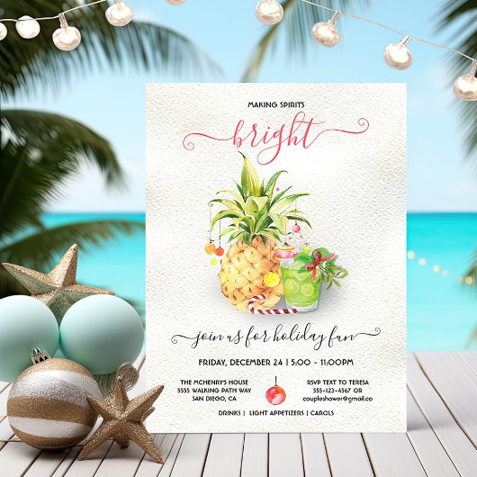 Invitation Funny Tropical Christmas Cocktail Party